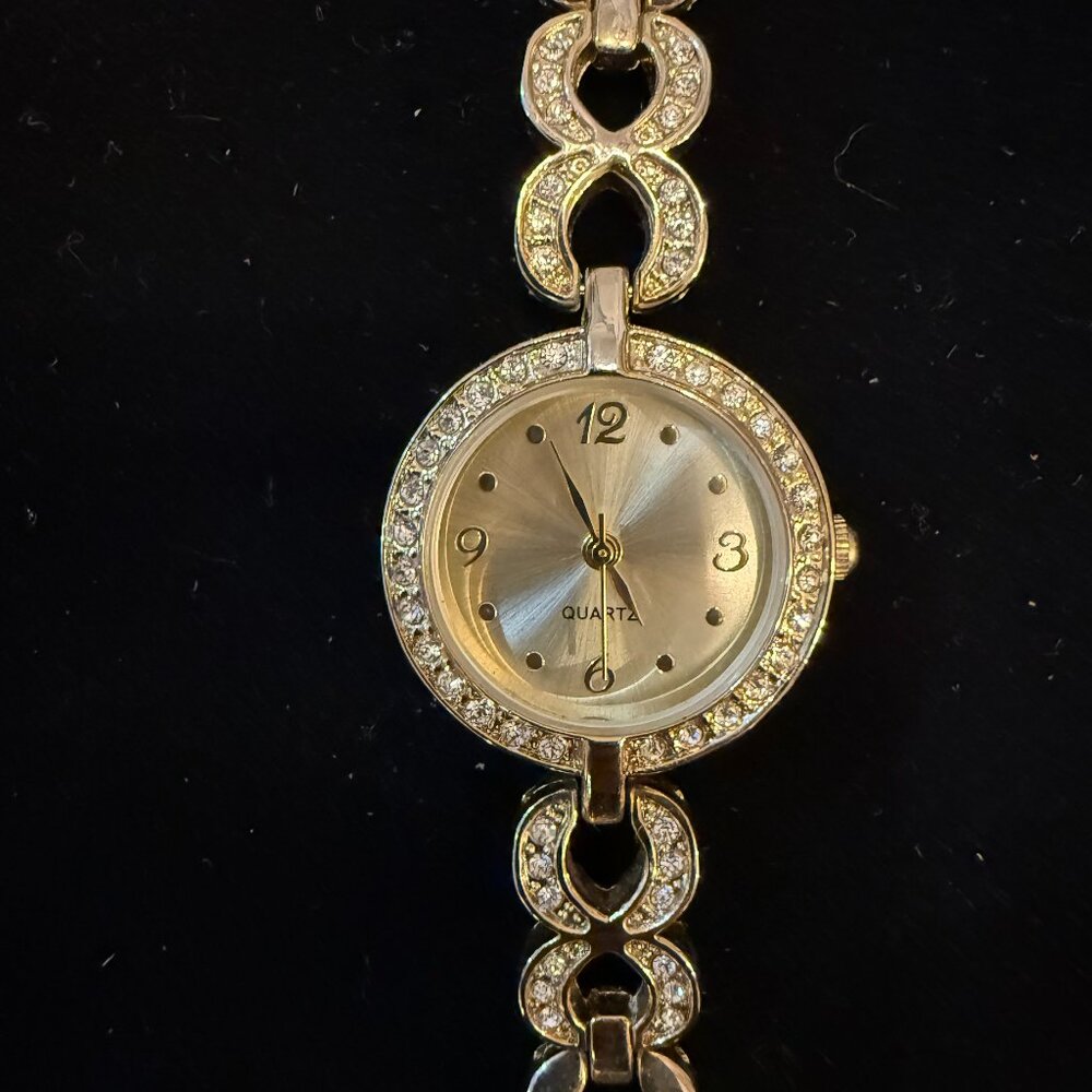 Gold Tone Crystal Quartz Women's Watch